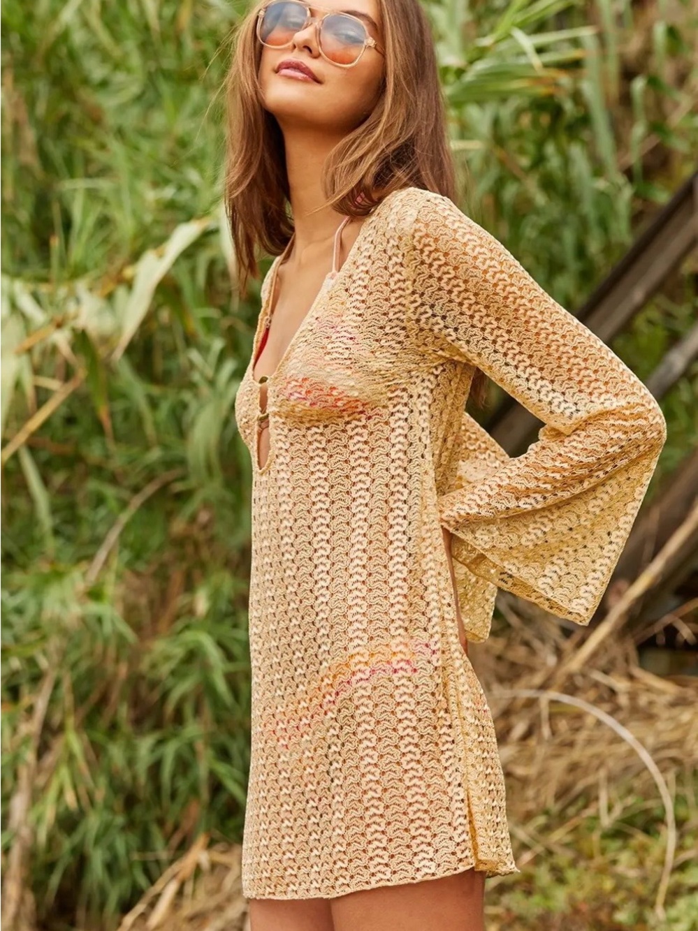 BECCA Crochet Bell Sleeve Beach Cover-Up Dress Size S
Excellent condition - Picture 2 of 5